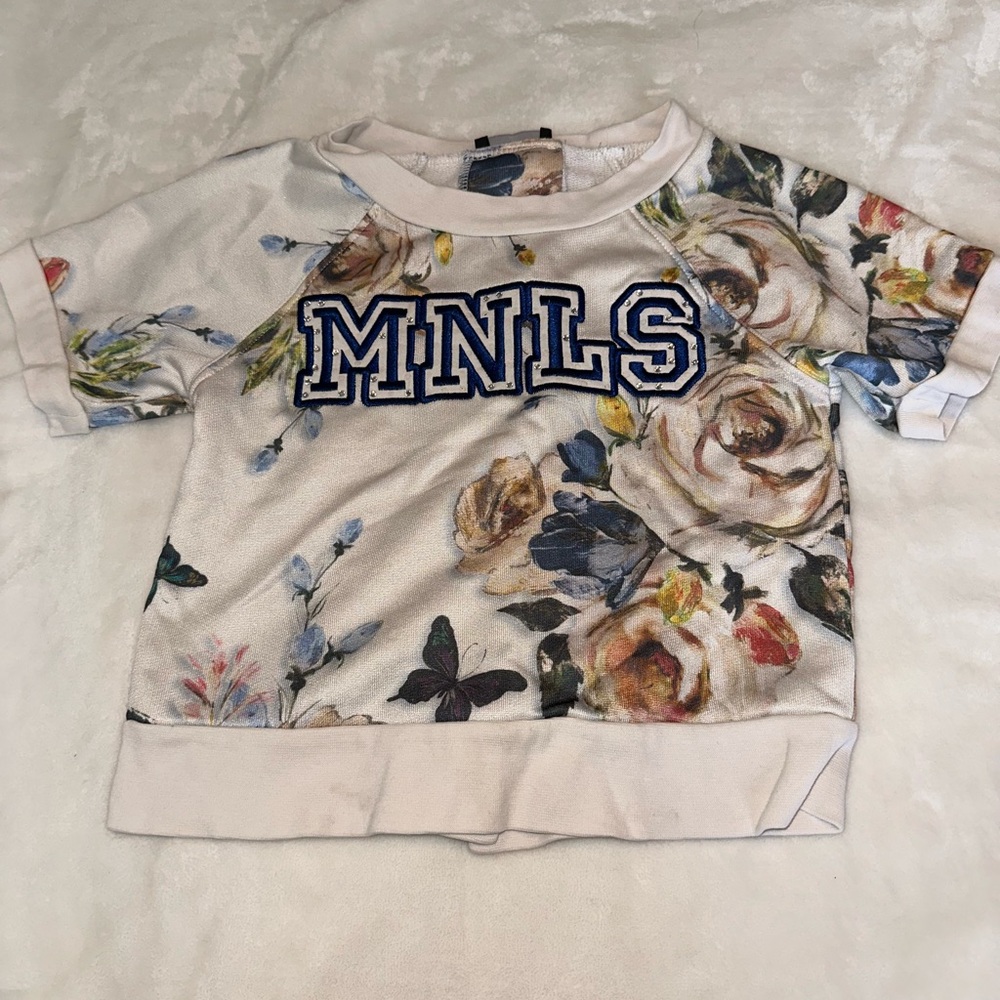 MonnaLisa Floral Short Sleeve Tee with MNLS Logo